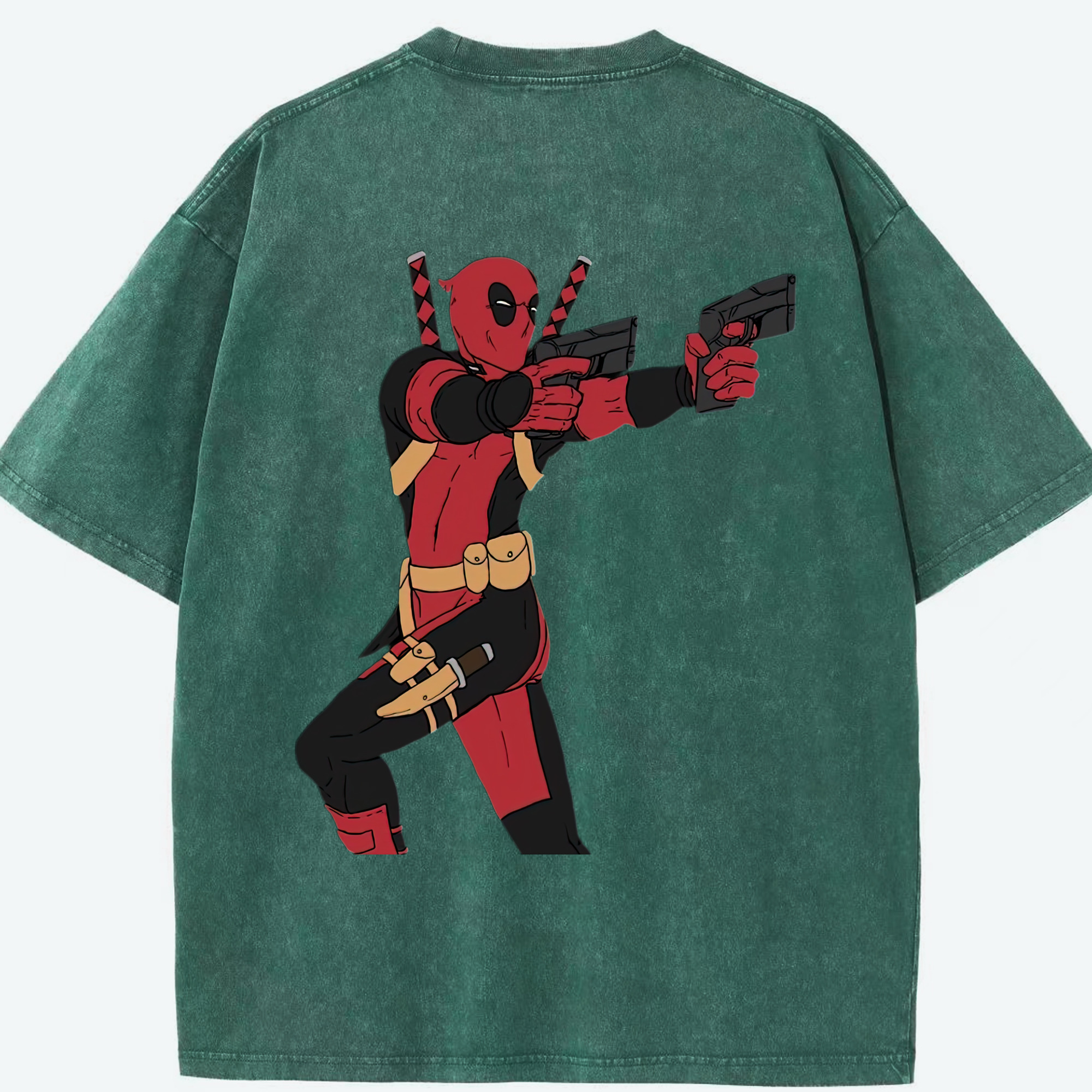（画像用） Deadpool デッドプール 綿100% ヴィンテージ風 半袖Tシャツ（背面プリント）